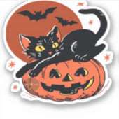 Sticker Chat noir, Nostalgique T-shirt classique Halloween (Devant)