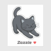 Sticker Chat noir s'étirant (Feuille)