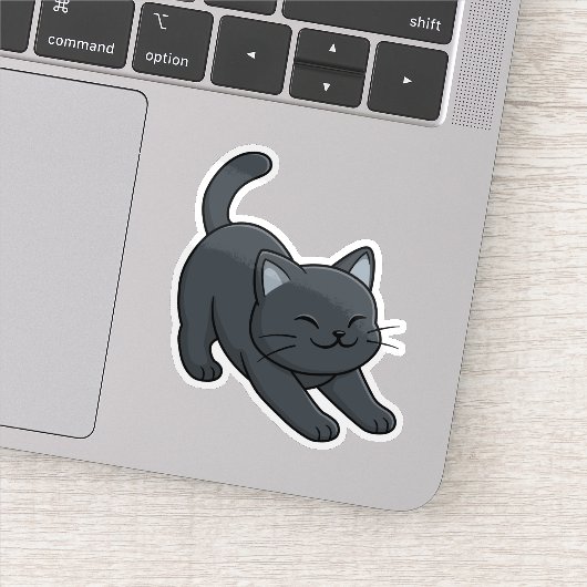 Sticker Chat noir s'étirant (Détail)