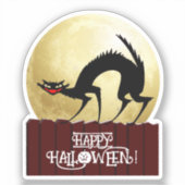 Sticker Chat noir sur la clôture Halloween (Recto)