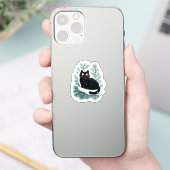 Sticker Chat noir sur le sapin de Noël mignon (Téléphone)