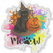 Sticker Chat noir vintage Halloween (Devant)