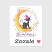 Sticker Chat noir - Vous êtes magique (Feuille)