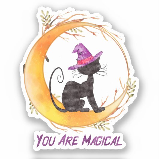 Sticker Chat noir - Vous êtes magique (Recto)
