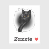 Sticker Chat noir Yellow Eyes T-shirt Chats Tee (Feuille)