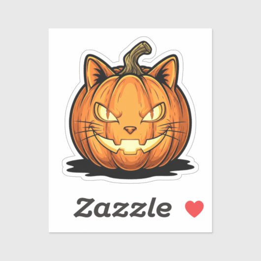 Sticker Chat O’Lantern - Halloween Citrouille de visage de (Feuille)