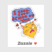 Sticker Chat Orange Éternuant Avec Un Texte D'Amour (Feuille)