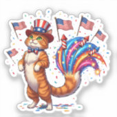 Sticker Chat-patriote - Fier et Joueur 4 juillet Chat (Recto)