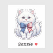 Sticker Chat patriotique avec noeud papillon drapeau améri (Feuille)