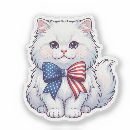 Sticker Chat patriotique avec noeud papillon drapeau améri (Devant)