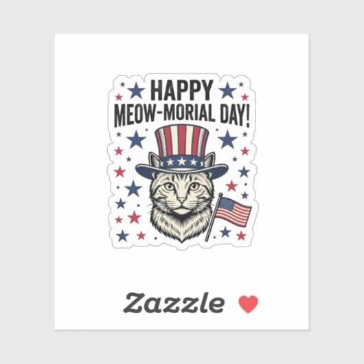Sticker Chat patriotique Meow-morial Day Conception vector (Feuille)