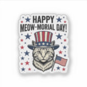 Sticker Chat patriotique Meow-morial Day Conception vector (Devant)