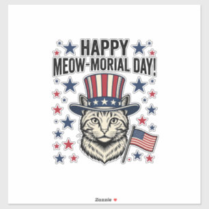 Sticker Chat patriotique Meow-morial Day Conception Vector