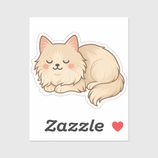 Sticker Chat Persan à la fourrure crémeuse endormi (Feuille)