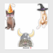 Sticker Chat Portant un Casquette (Feuille)