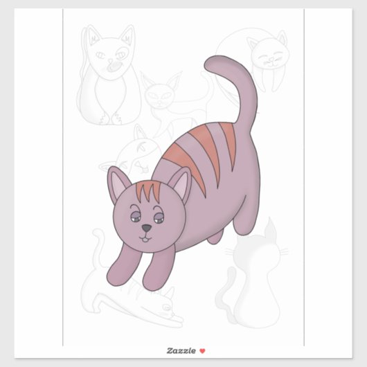 Sticker Chat prêt à sauter (Feuille)