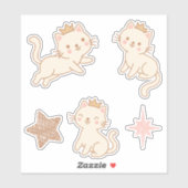 Sticker Chat princesse kawaii (Feuille)