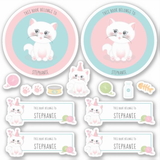 Sticker Chat Purr-fect Day Anniversaire Ce livre appartien (Devant)