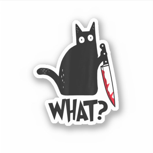 Sticker Chat Quel Amusant Chat Noir Ca Meurtrier Avec Cout (Devant)