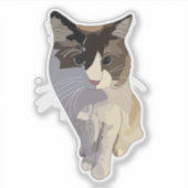Sticker Chat Ragdoll, Bleu Poussiéreux (Devant)