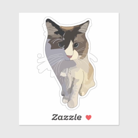 Sticker Chat Ragdoll, Bleu Poussiéreux (Feuille)