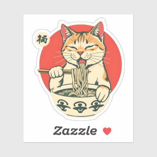 Sticker Chat Ramen Chanceux (Feuille)