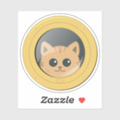 Sticker Chat regardant à travers le hublot de bateau (Feuille)