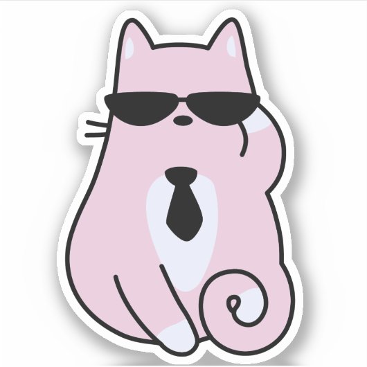 Sticker Chat rose cool avec lunettes de soleil (Devant)