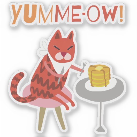 Sticker Chat rouge et crêpes / (Devant)