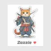 Sticker Chat samouraï (Feuille)