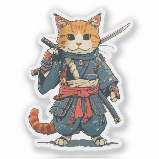 Sticker Chat samouraï (Devant)