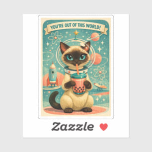 Sticker Chat siamois Atomic Boba hors de ce monde