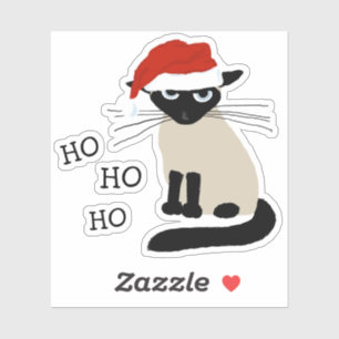 Sticker Chat siamois de Père Noël Ho Ho Ho