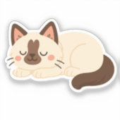 Sticker Chat siamois mignon endormi (Recto)