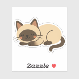 Sticker Chat siamois mignon endormi – Style Kawaii