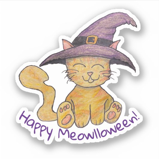 Sticker Chat sorcier Halloween (Devant)