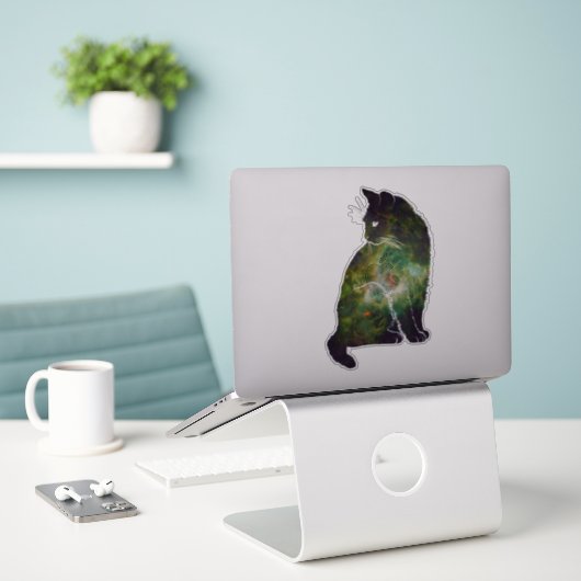 Sticker Chat spatial magique (Ordinateur portable sur le bureau)