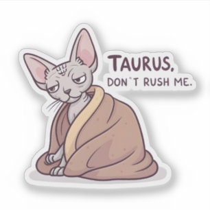 Sticker Chat Sphynx Taureau Calme Attitude Zodiaque Art