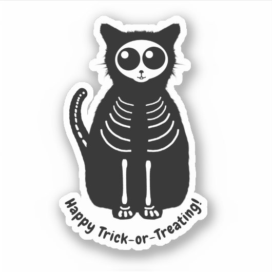 Sticker Chat squelette Halloween (Devant)