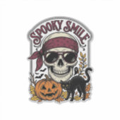 Sticker Chat squelette Halloween Graphique de citrouille v (Devant)