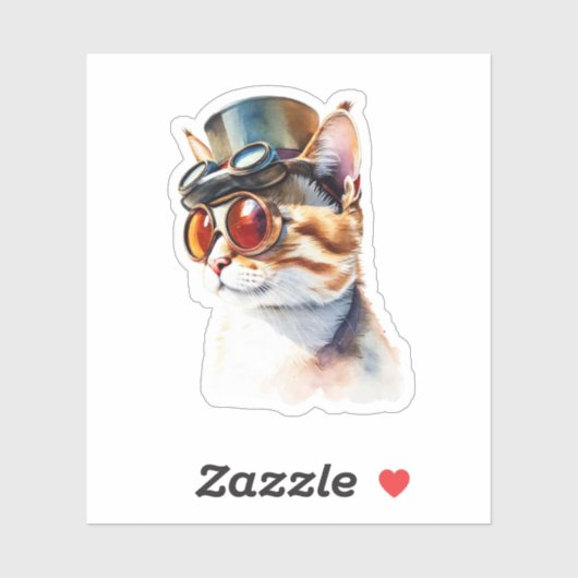 Sticker Chat Steampunk (Feuille)