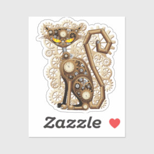 Sticker Chat Steampunk Machine de Style Rétro Vintage
