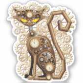 Sticker Chat Steampunk Machine de Style Rétro Vintage (Recto)