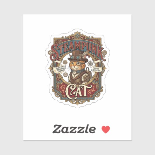 Sticker Chat Steampunk Steampunk Chat Vintage (Feuille)