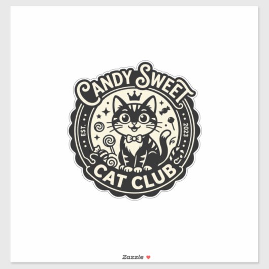 Sticker Chat Sucré Mignon Graphique de Chat Drôle - Candy (Feuille)
