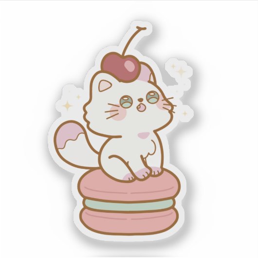 Sticker Chat sucré sur Macaron Cute (Devant)