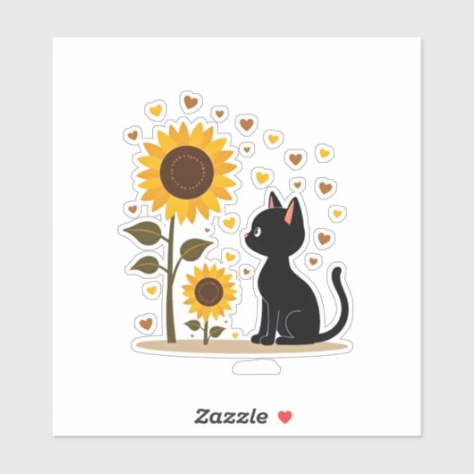 Sticker Chat Sunflower Arbre de Noël Arbre de soleil Fleur (Feuille)