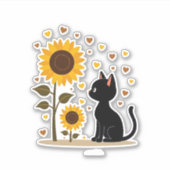 Sticker Chat Sunflower Arbre de Noël Arbre de soleil Fleur (Devant)