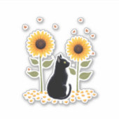 Sticker Chat Sunflower Arbre de Noël Arbre de soleil Fleur (Devant)
