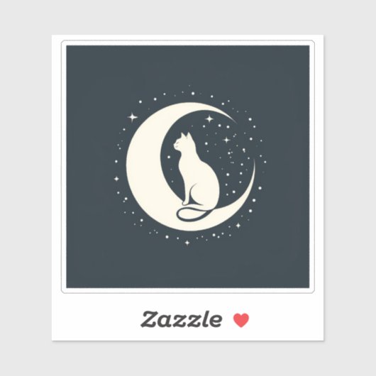 Sticker Chat sur la conception de la lune de croissant (Feuille)